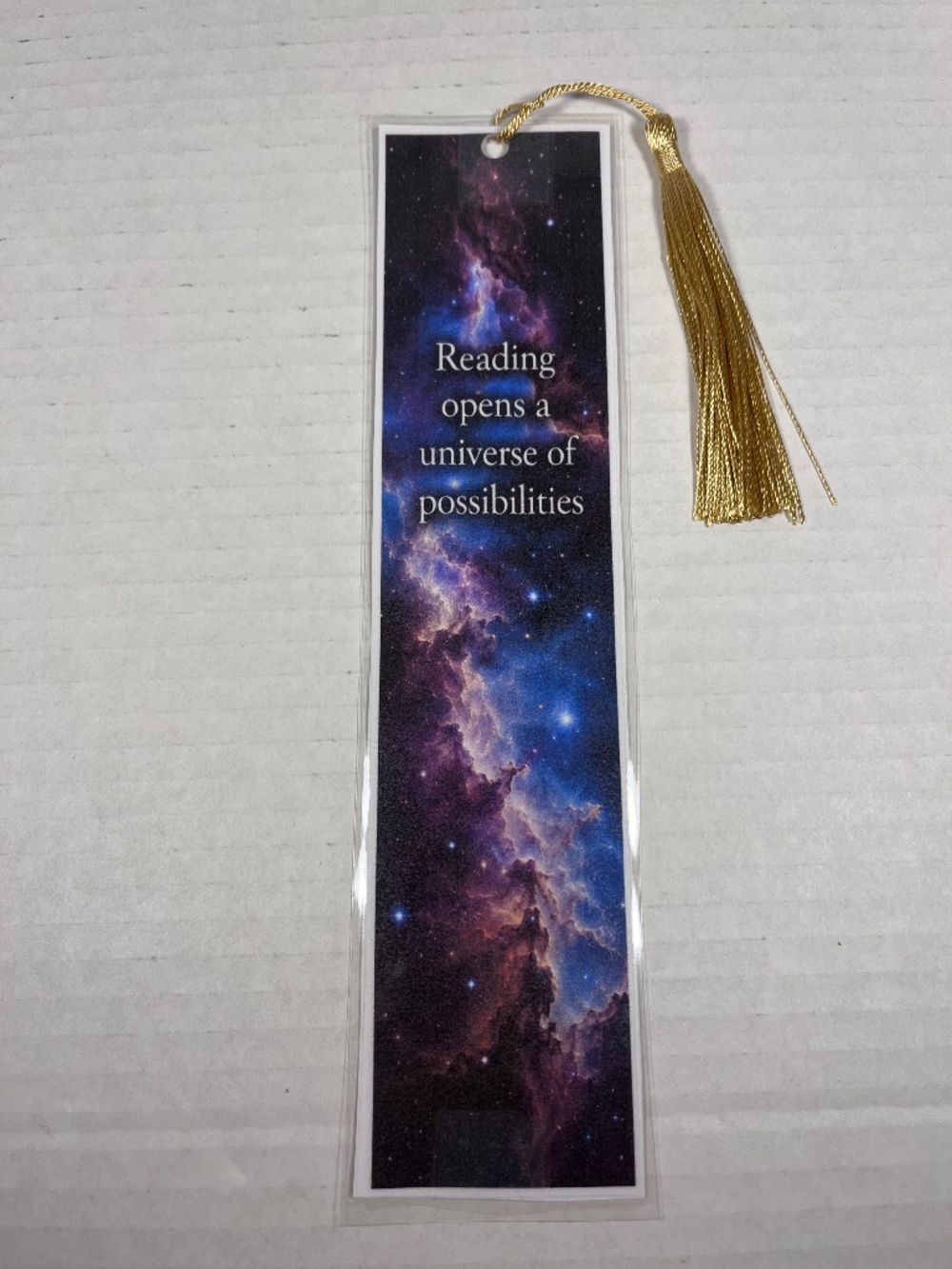 Outer Space Bookmark Laminated with Gold Tassel